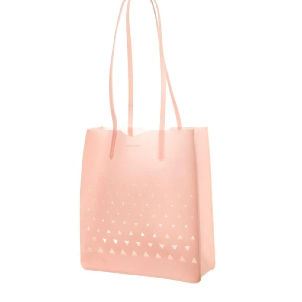 EDDIE BORGO Neiman Marcus Pink Geometric Laser Cut Jelly Tote Bag Open Top Y2K - Picture 5 of 16